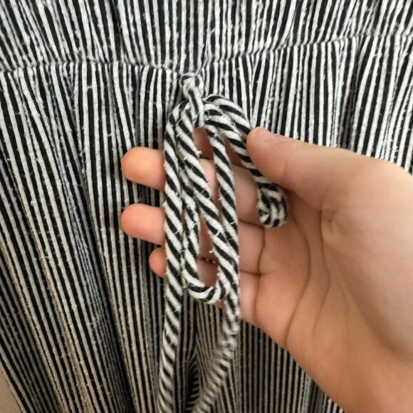Black Striped Sleeveless Jumpsuit Jogger Style, Drawstring Waist J7 - Picture 4 of 7